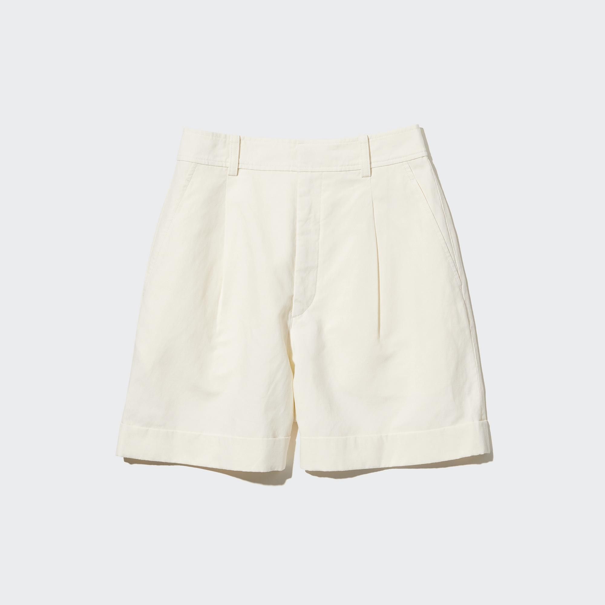 White Uniqlo Linen Blend High Waisted Shorts | NFIZP-3876