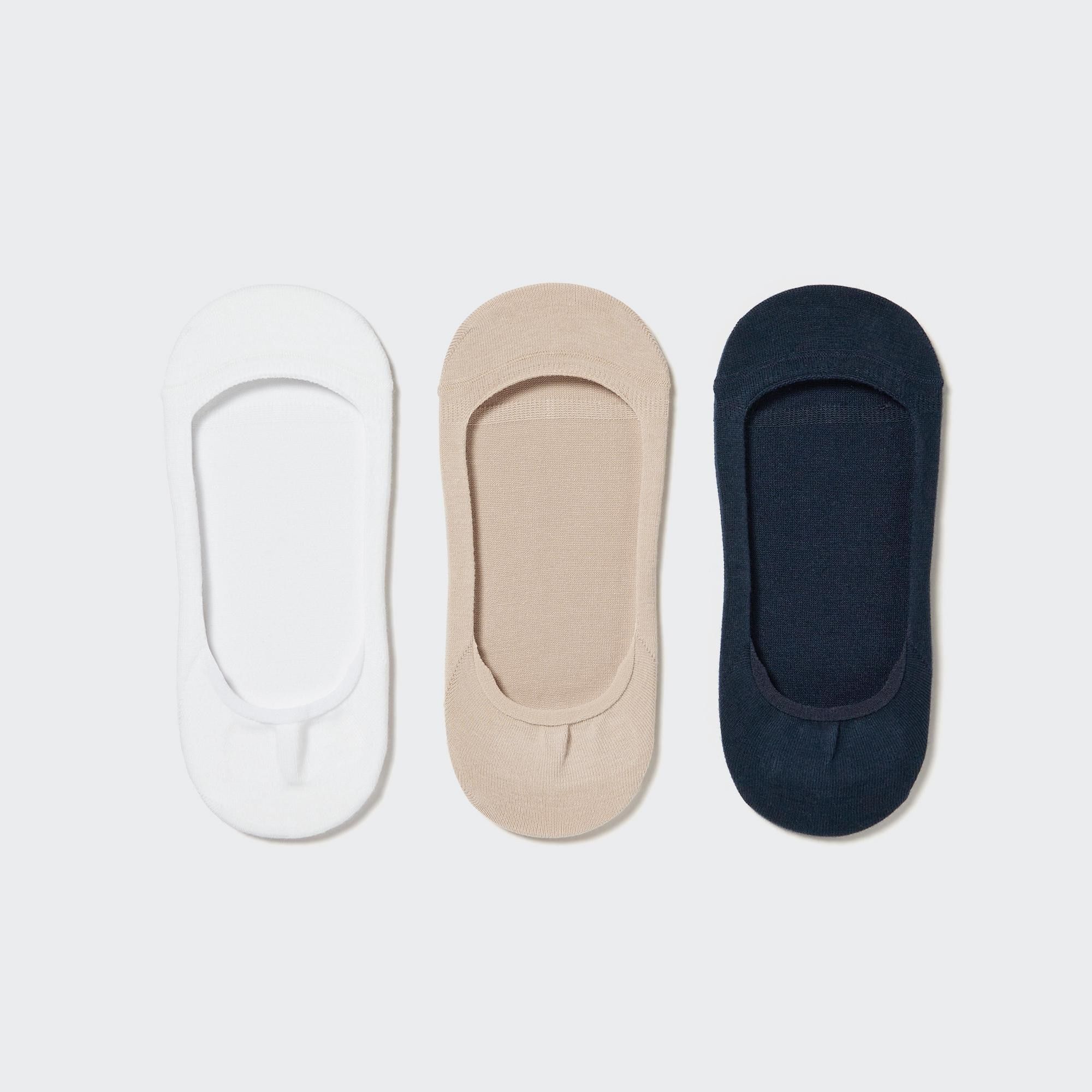 White Uniqlo Low Cut Invisible No Show Socks Three Pairs | GDTWE-7264