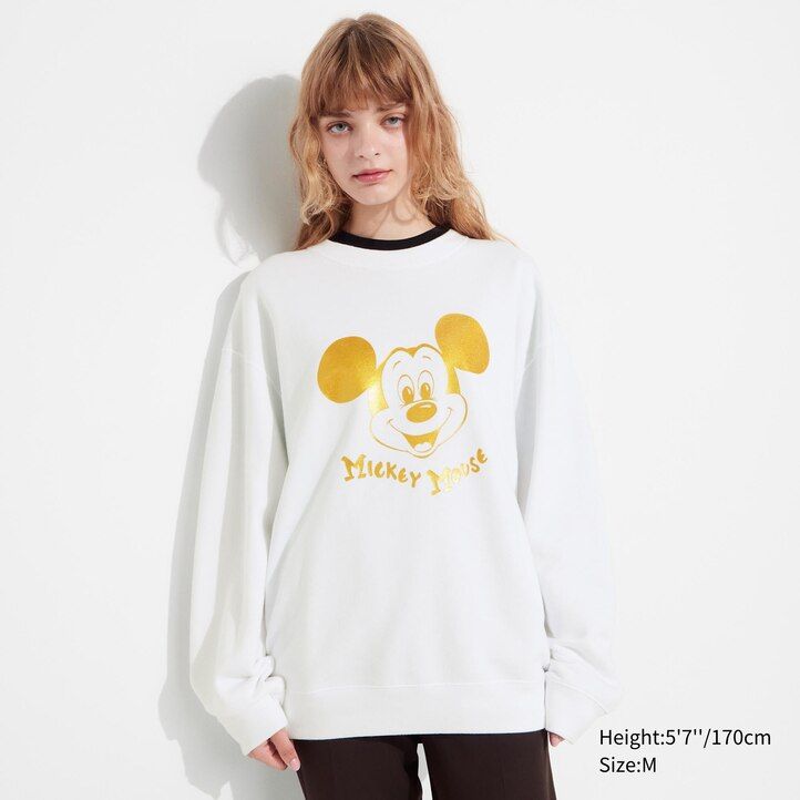 White Uniqlo Mickey Shines Ut Graphic Sweatshirt | HFXWQ-1807