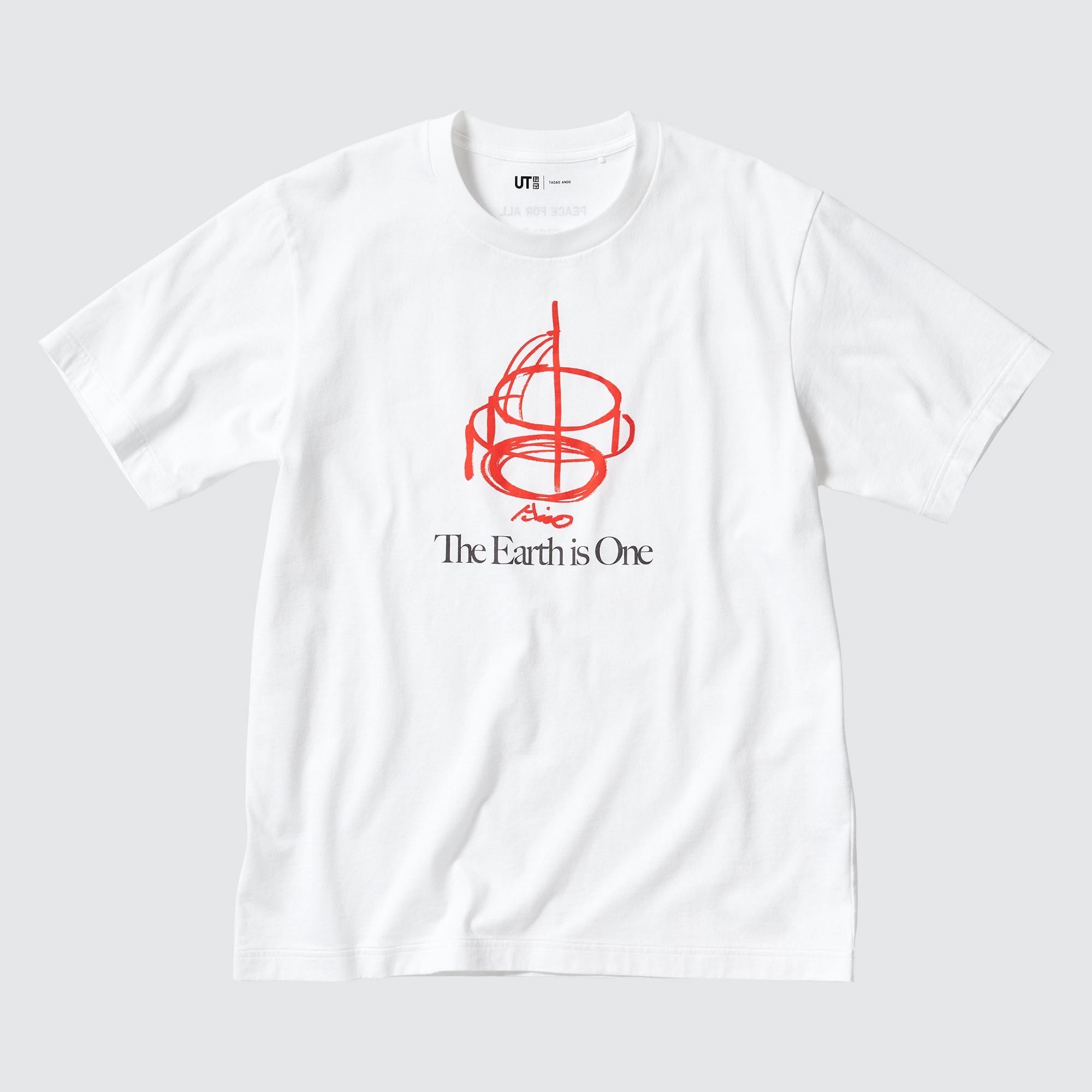 White Uniqlo Peace For All Graphic T-Shirt Tadao Ando | DLFYA-4608