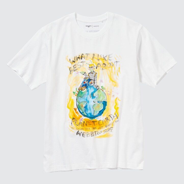 White Uniqlo Peace For All Graphic T-Shirt Francesco Risso | GZBID-5391