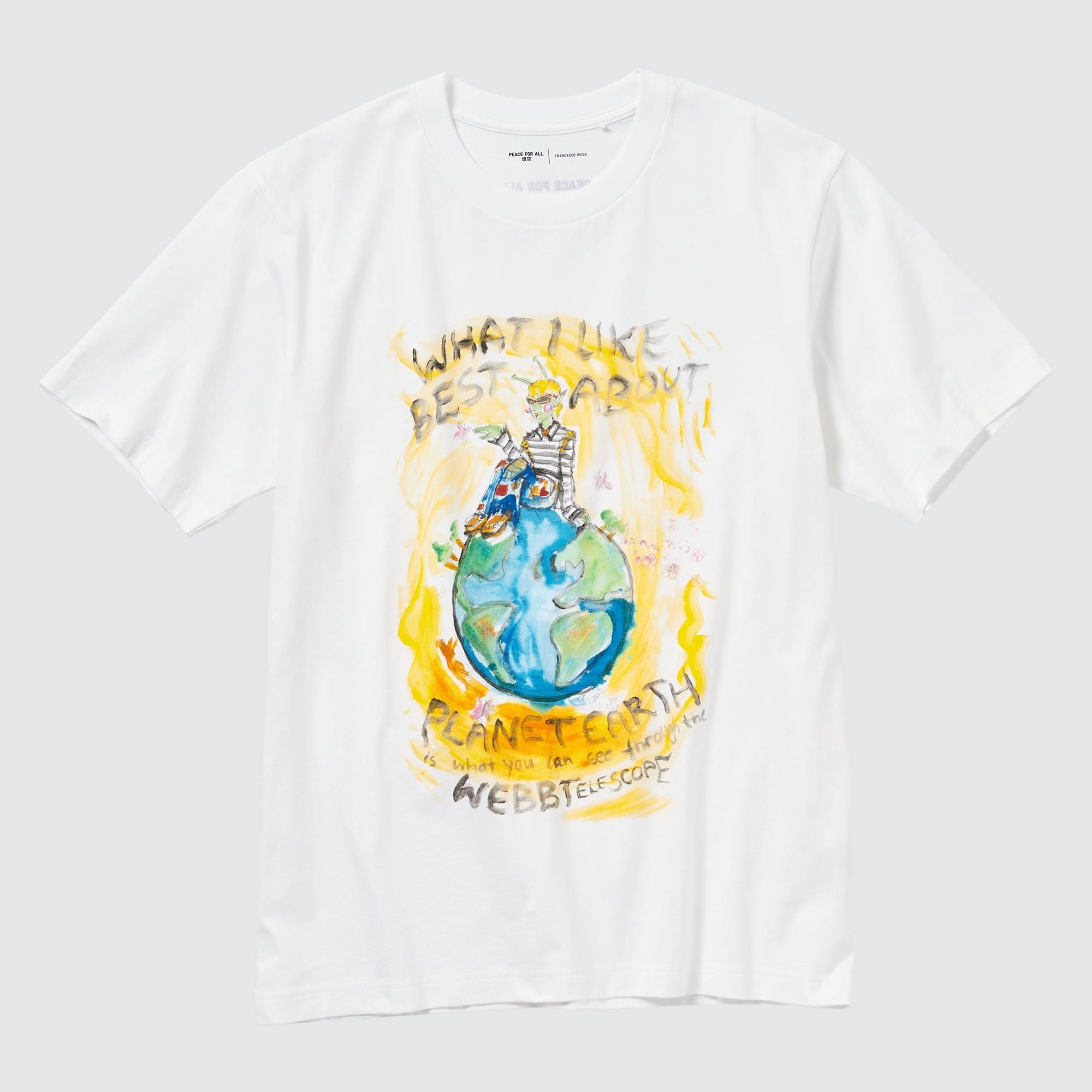 White Uniqlo Peace For All Graphic T-Shirt Francesco Risso | GZBID-5391