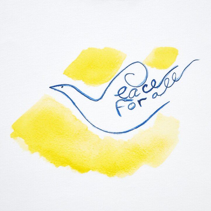 White Uniqlo Peace For All Graphic T-Shirt Ines De La Fressange | MWVBD-4103