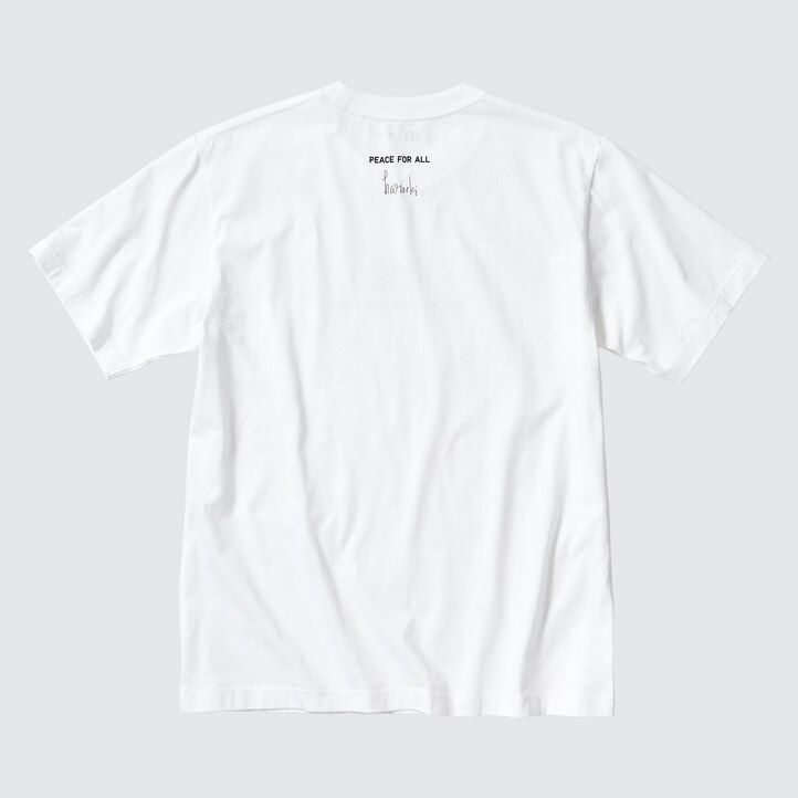 White Uniqlo Peace For All Graphic T-Shirt Haruki Murakami | QIBYS-0613