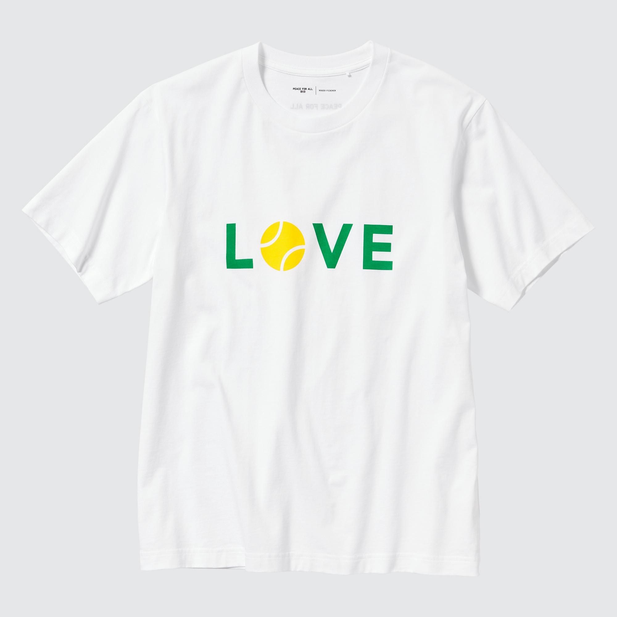 White Uniqlo Peace For All Graphic T-Shirt Roger Federer | ZKYEI-1497