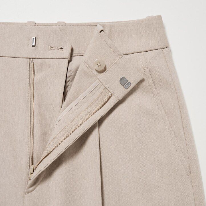 White Uniqlo Pleated Wide Leg Trousers | GDCRV-8203