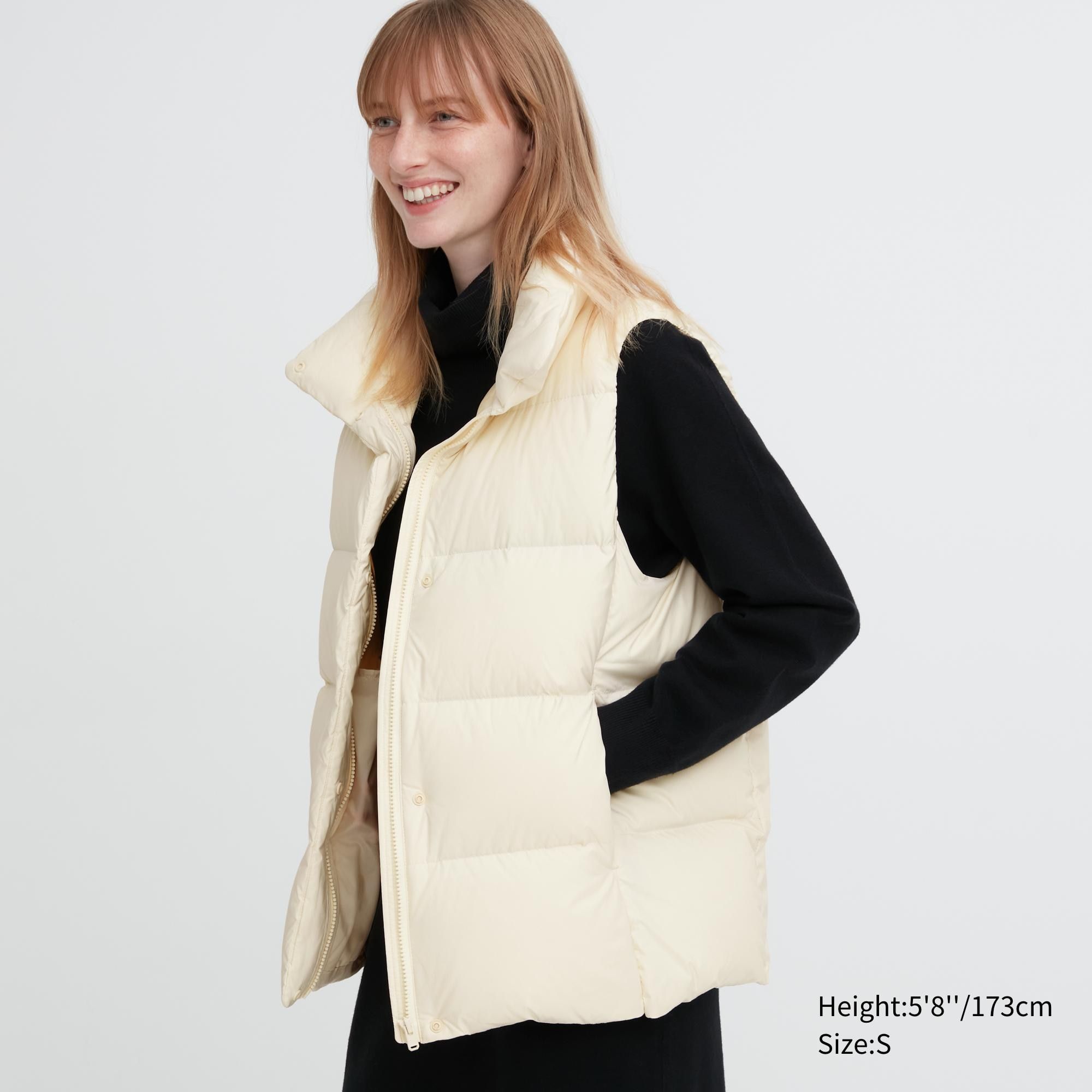 White Uniqlo Powder Soft Down Vest Nanodesign | JWXNC-5014