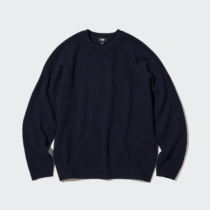 White Uniqlo Premium Lambswool Crew Neck Jumper | WTMUB-9653