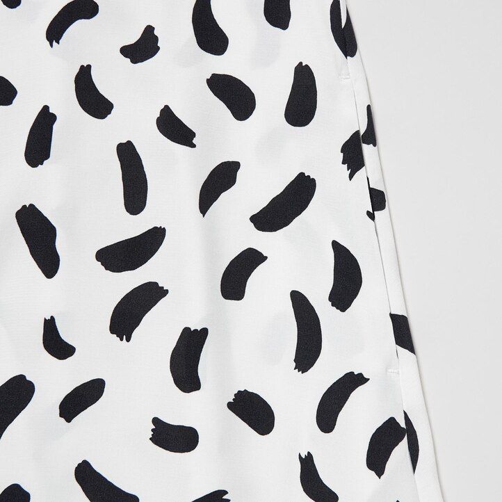 White Uniqlo Printed Balloon Sleeved Dress | MEXWY-9247