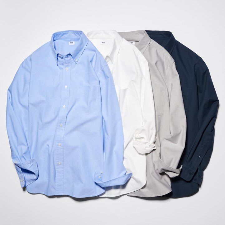 White Uniqlo Regular Fit Oxford Shirt Regular Collar | OMPLV-9082
