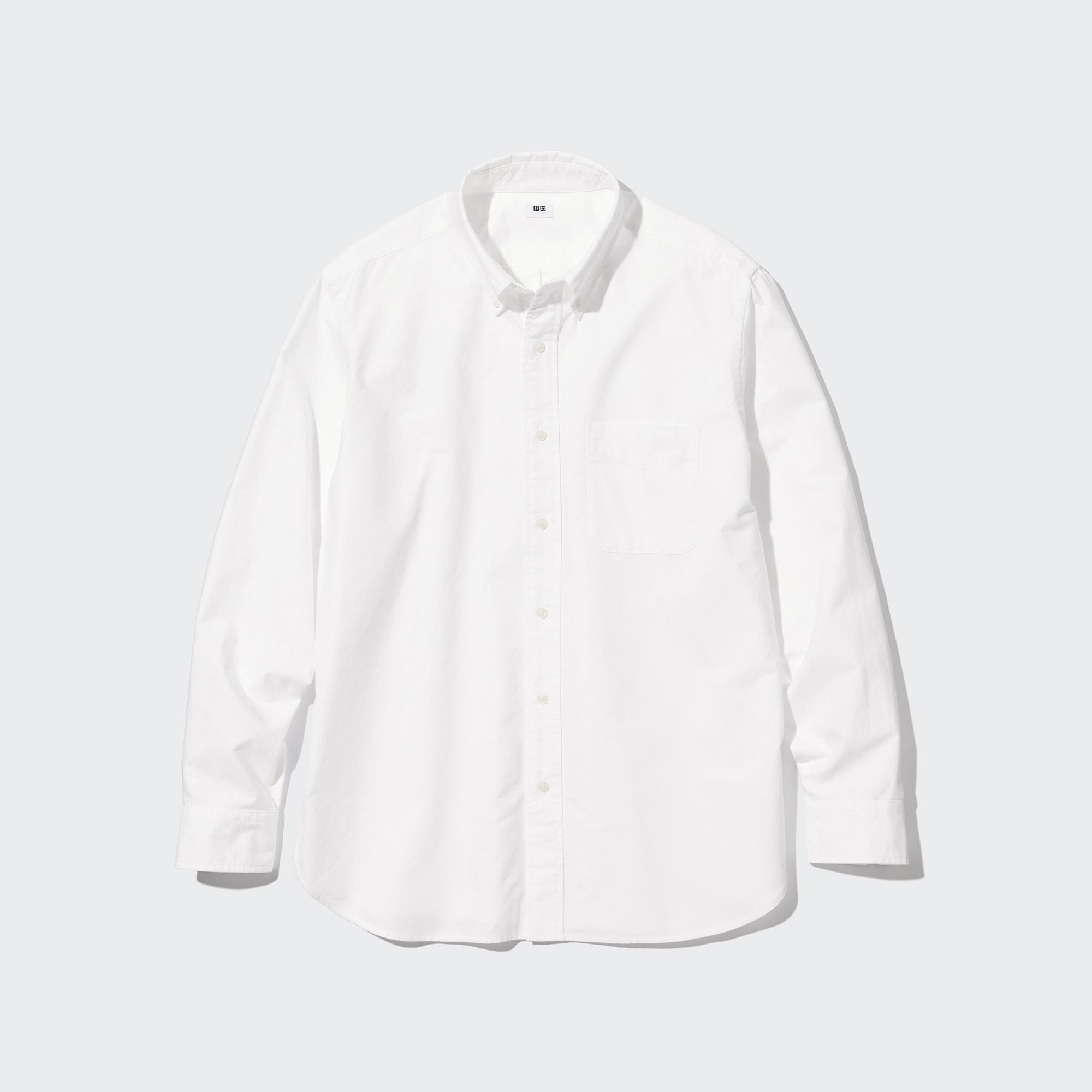 White Uniqlo Regular Fit Oxford Shirt | FYNVU-8275