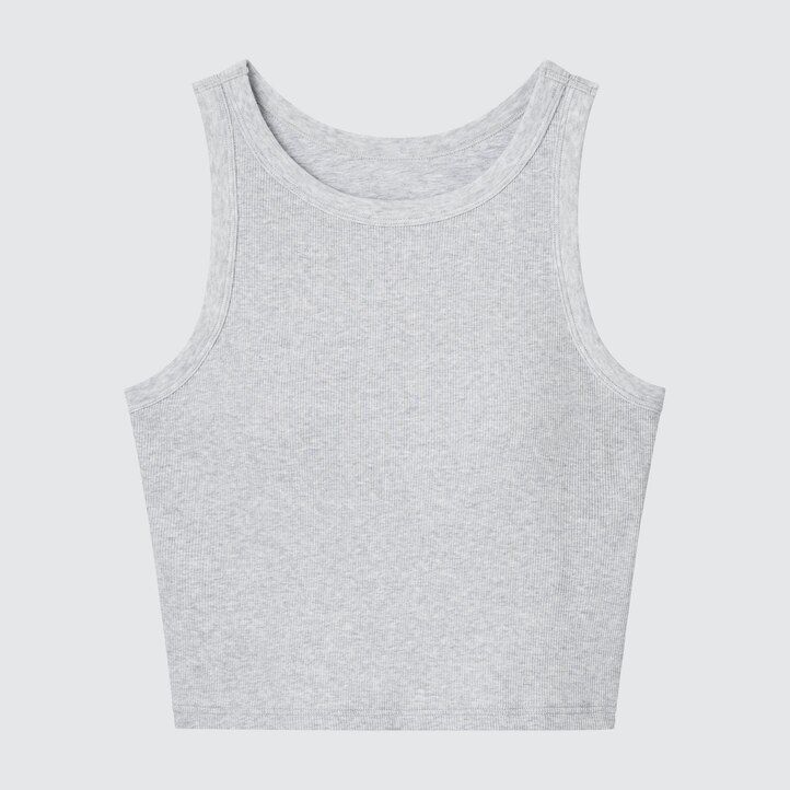 White Uniqlo Ribbed Cropped Sleeveless Bra Top | BNPEK-2038