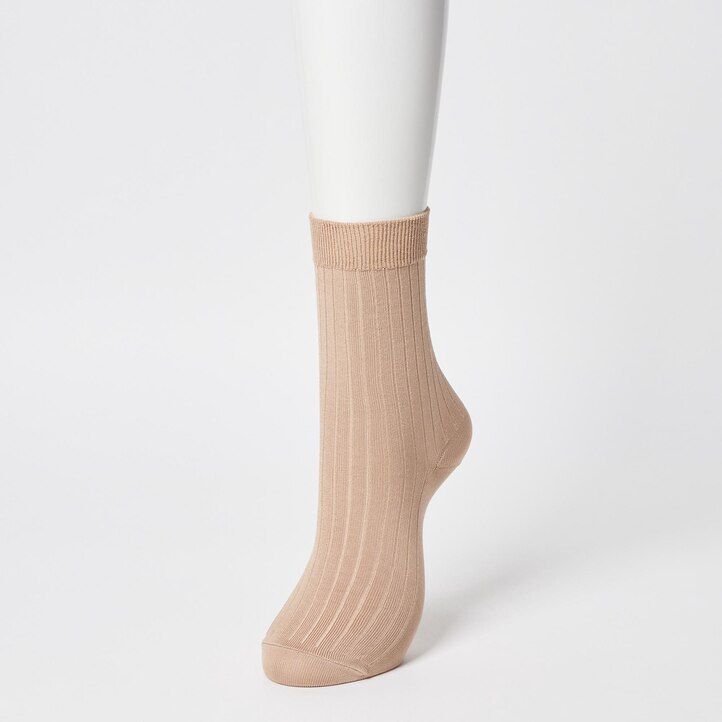 White Uniqlo Ribbed Socks Three Pairs | LKEOA-2705