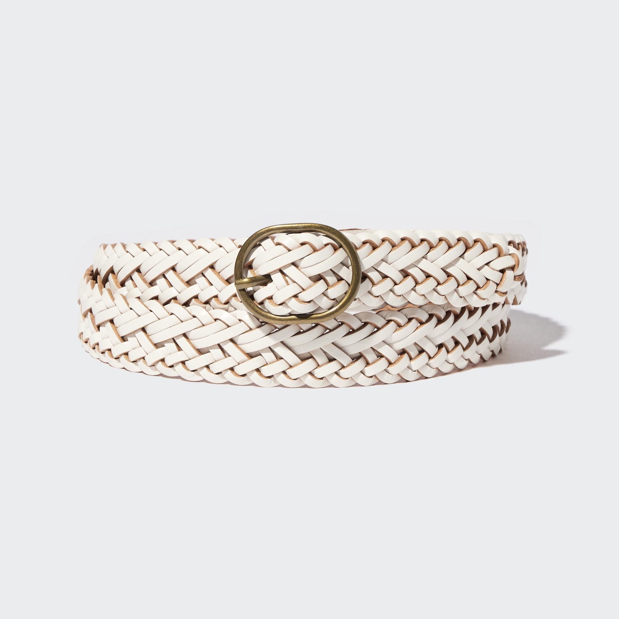 White Uniqlo Round Buckle Mesh Leather Belt | IPAQS-8524