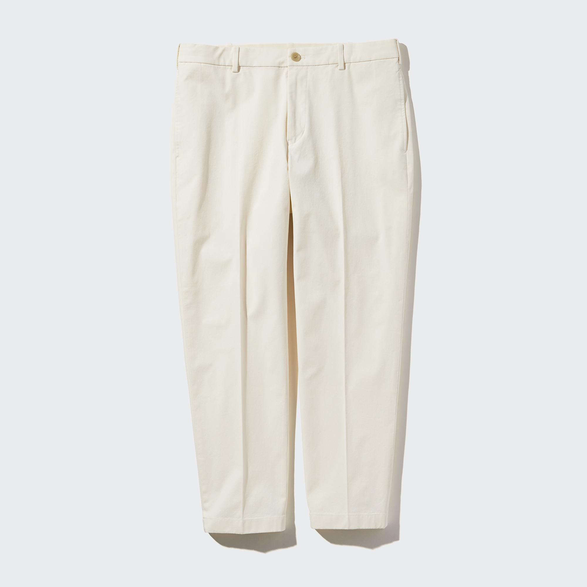 White Uniqlo Smart Cotton Ankle Length Trousers Long | LSOVQ-2384