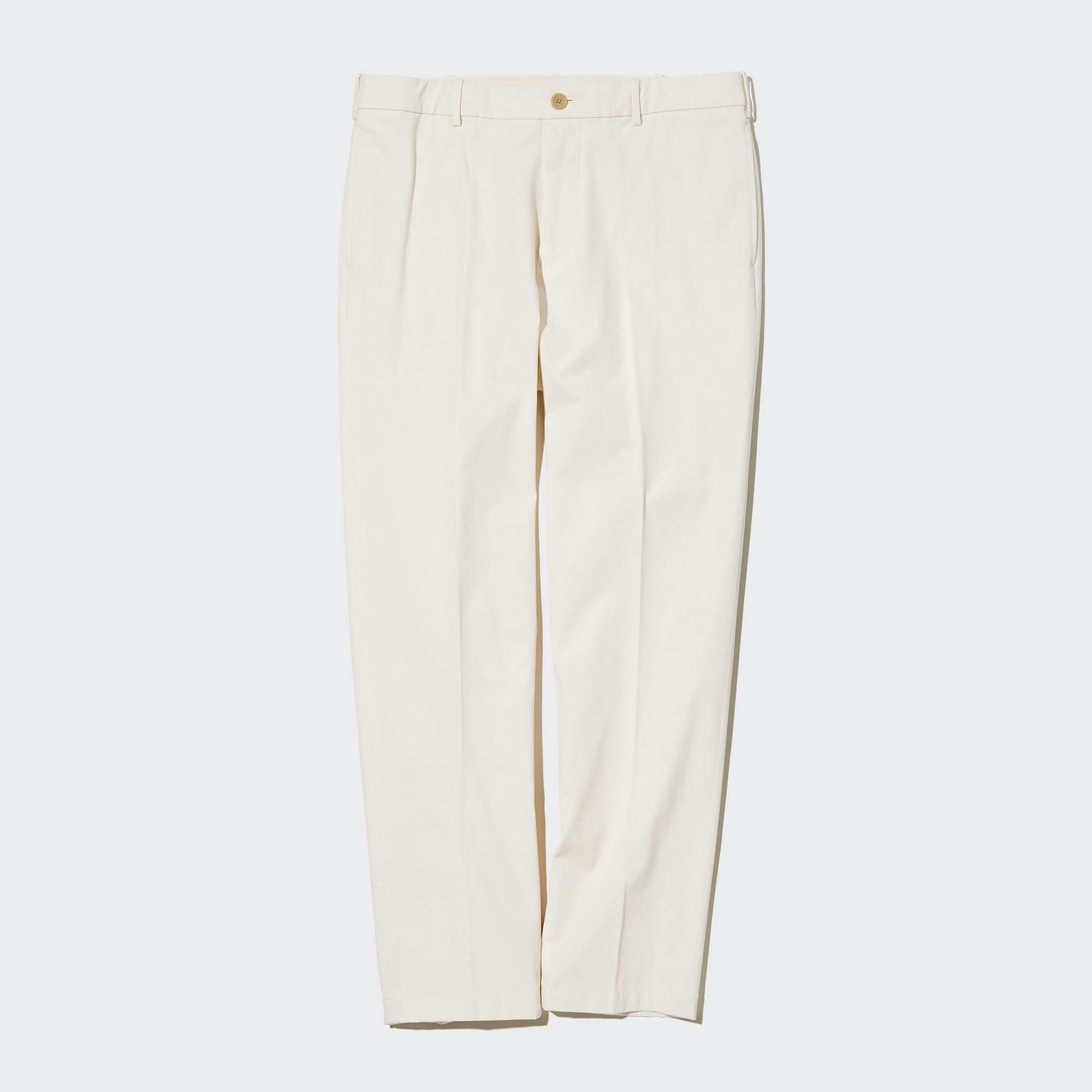 White Uniqlo Smart Cotton Ankle Length Trousers Long | XEQRJ-6895