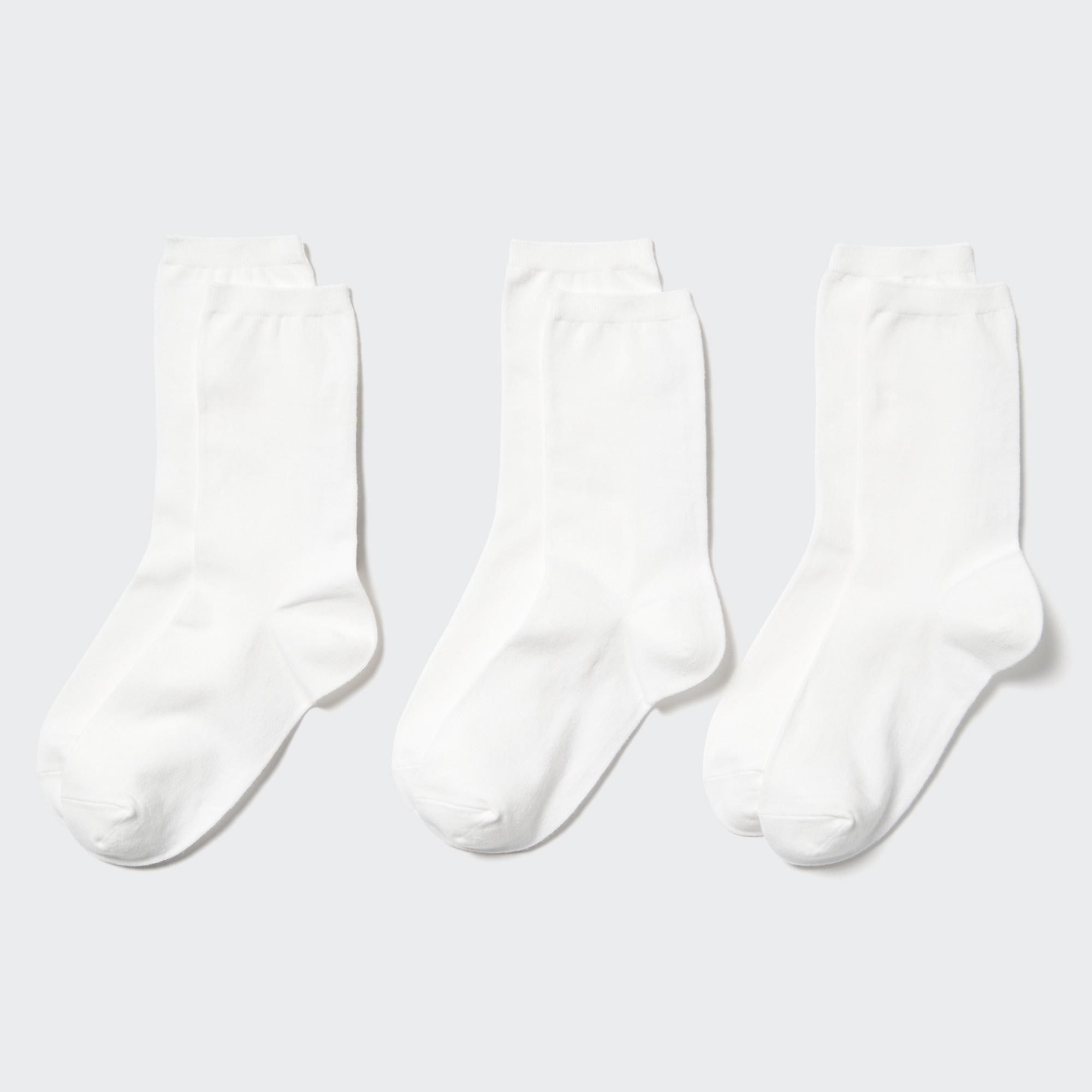 White Uniqlo Socks Three Pairs | OYMIN-7516