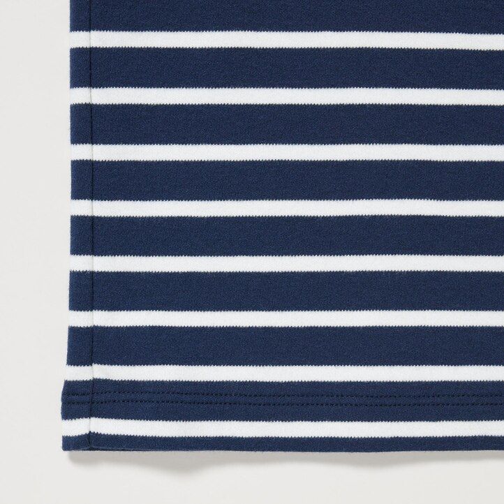 White Uniqlo Soft Brushed Cotton Striped Crew Neck Long Sleeved T-Shirt | XHRWA-0156