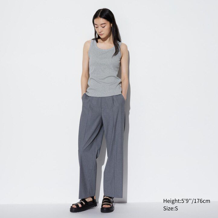 White Uniqlo Soft Ribbed Vest Top | PZBWM-4398