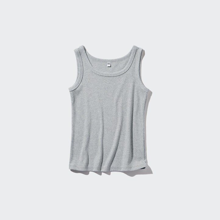 White Uniqlo Soft Ribbed Vest Top | PZBWM-4398