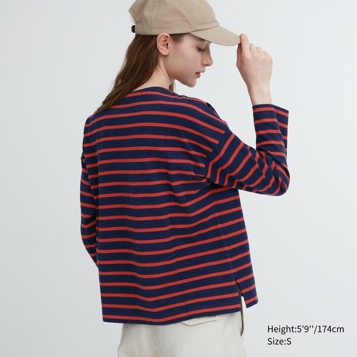 White Uniqlo Striped Long Sleeved T-Shirt | JWDSV-8920