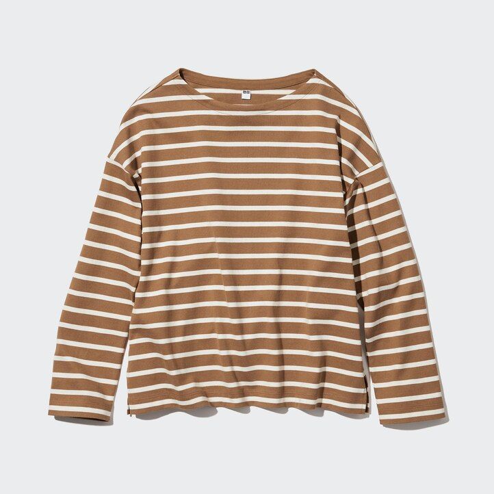 White Uniqlo Striped Long Sleeved T-Shirt | JWDSV-8920