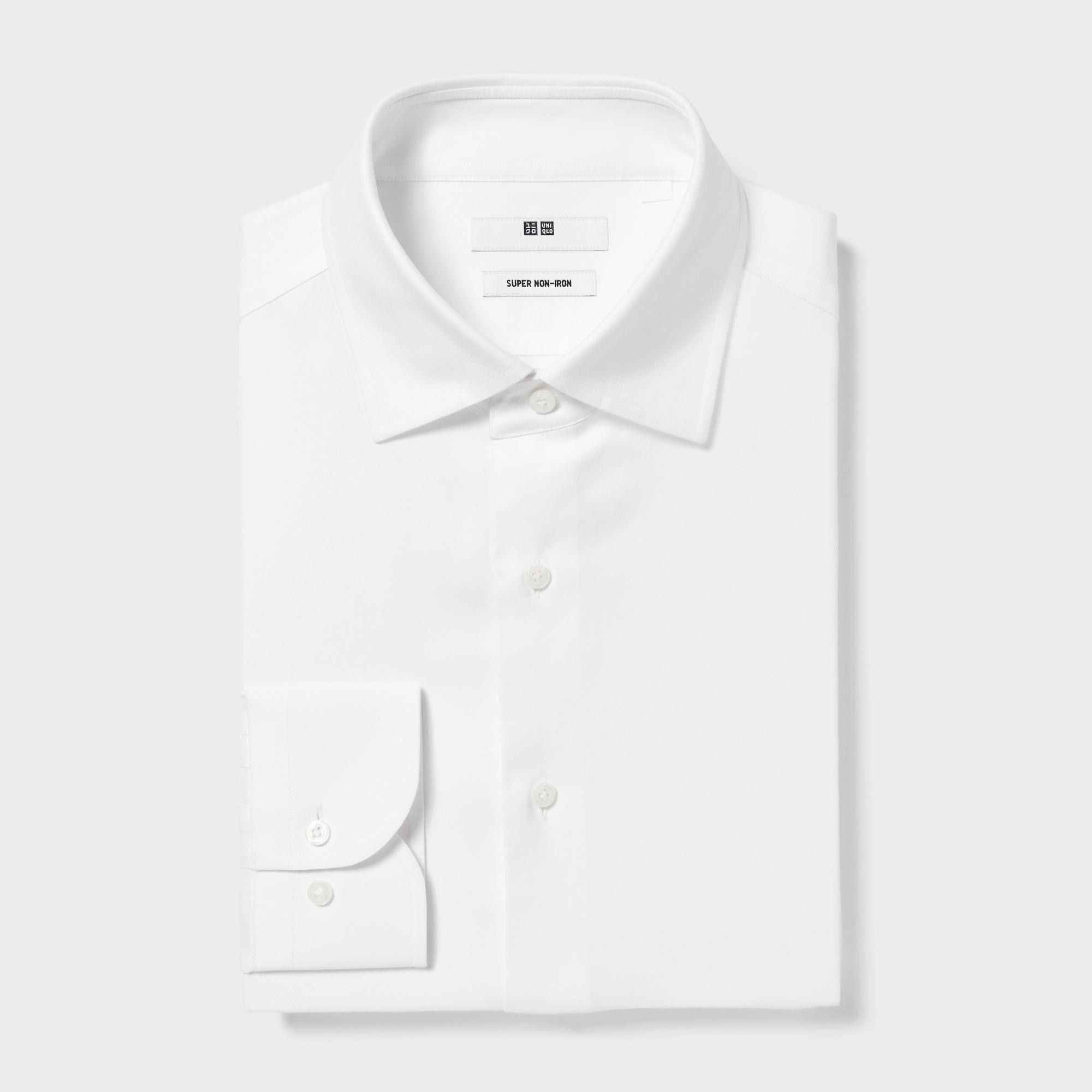 White Uniqlo Super Non Iron Regular FiT-Shirt Semi Cutaway Collar | RZUAQ-1086