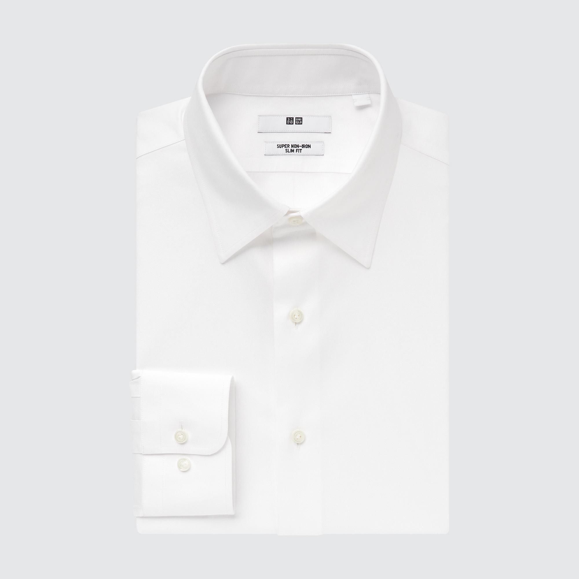 White Uniqlo Super Non Iron Slim FiT-Shirt Regular Collar | GDQVB-0597