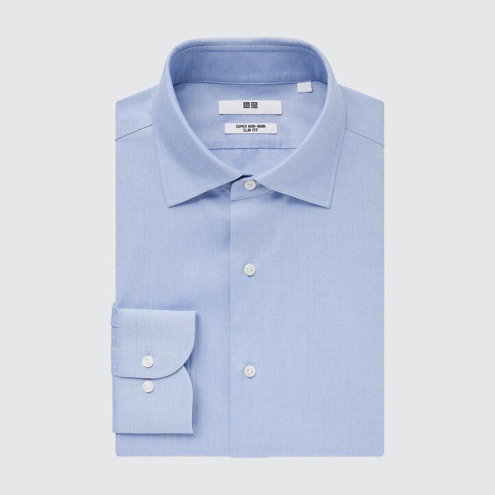 White Uniqlo Super Non Iron Slim FiT-Shirt Semi Cutaway Collar | JZECG-2518