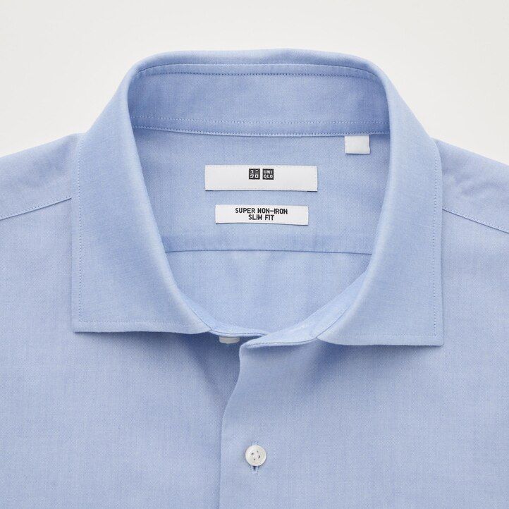 White Uniqlo Super Non Iron Slim FiT-Shirt Semi Cutaway Collar | JZECG-2518
