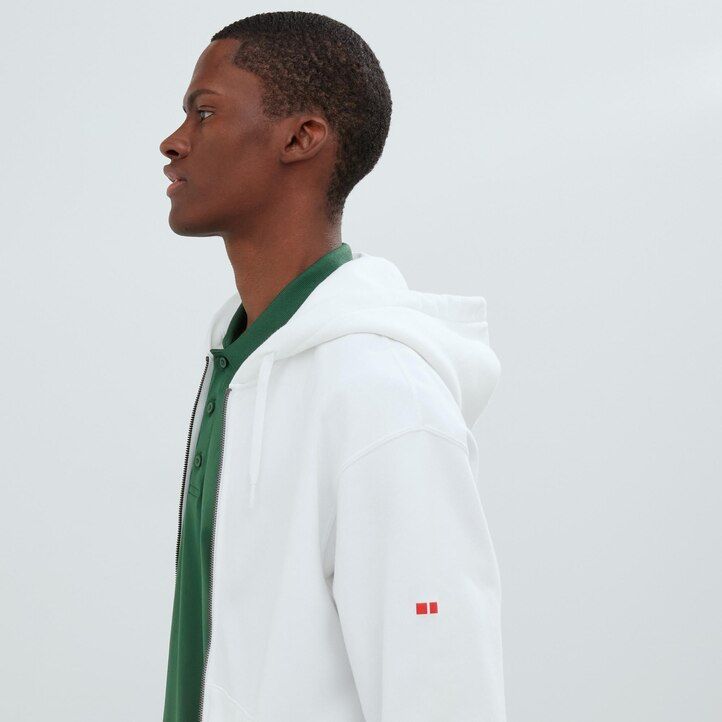 White Uniqlo Sweat Zipped Hoodie | IRNZX-0578