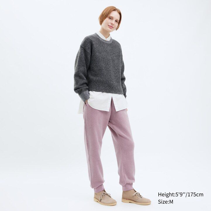 White Uniqlo Textured Jersey Trousers | NOIRF-2681