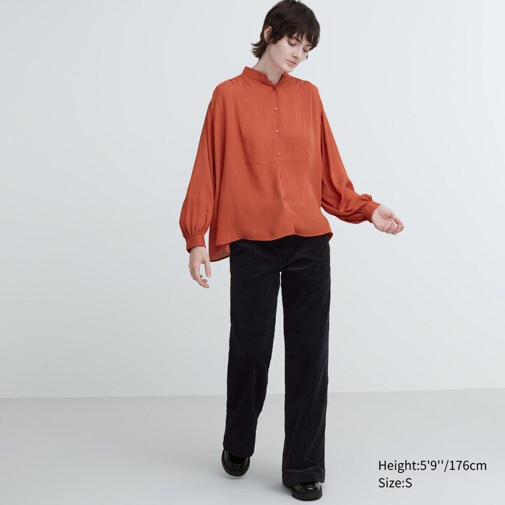 White Uniqlo Volume Blouse | ALOXJ-9106