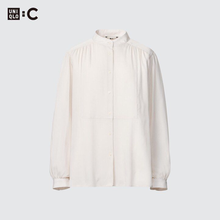 White Uniqlo Volume Blouse | ALOXJ-9106