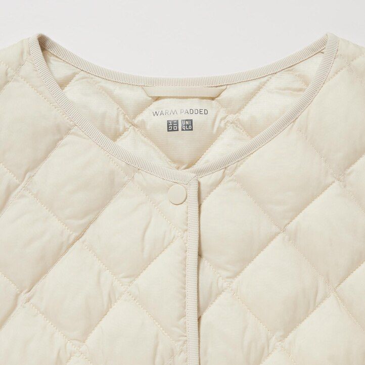 White Uniqlo Warm Padded Quilted Jacket | EJKPY-0697
