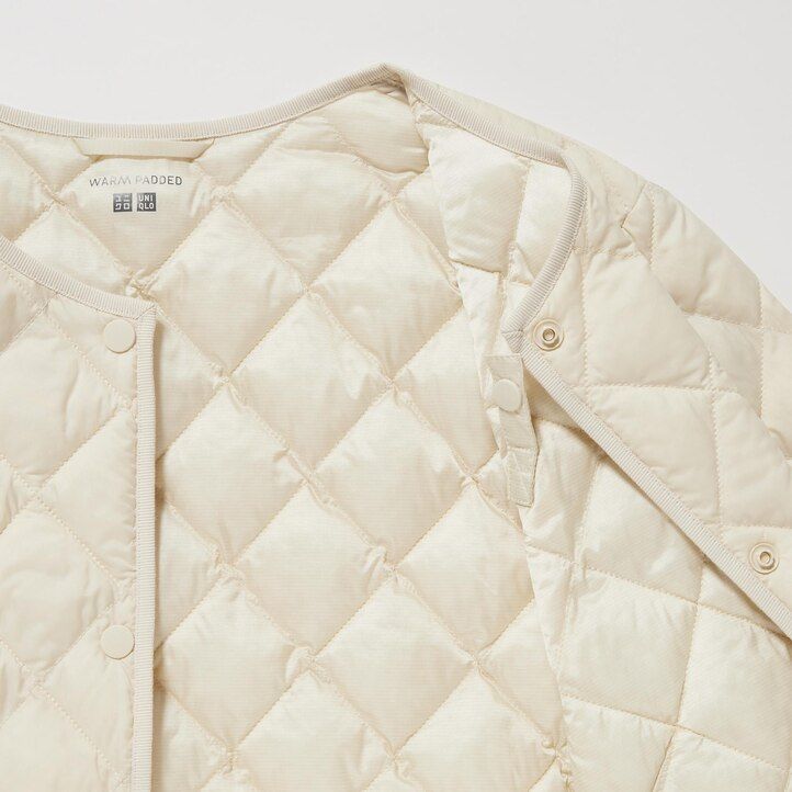 White Uniqlo Warm Padded Quilted Jacket | EJKPY-0697
