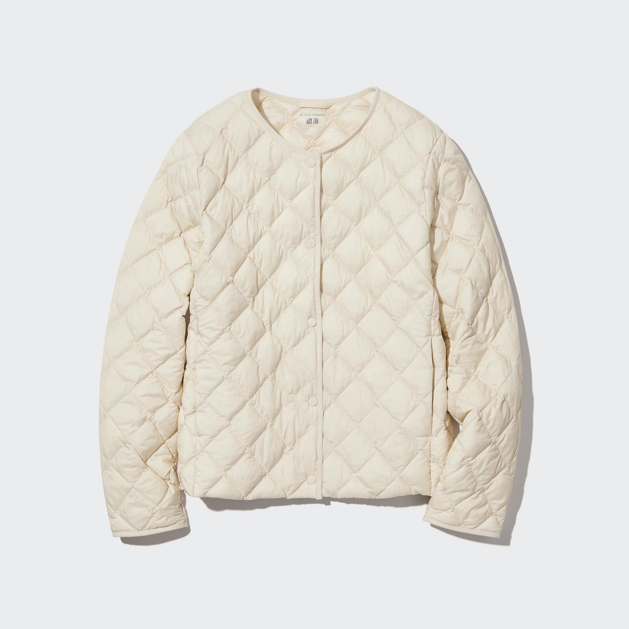 White Uniqlo Warm Padded Quilted Jacket | EJKPY-0697