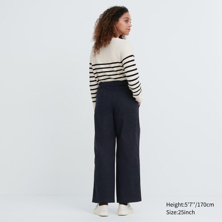 White Uniqlo Wide Leg Baker Trousers | QVINB-9403