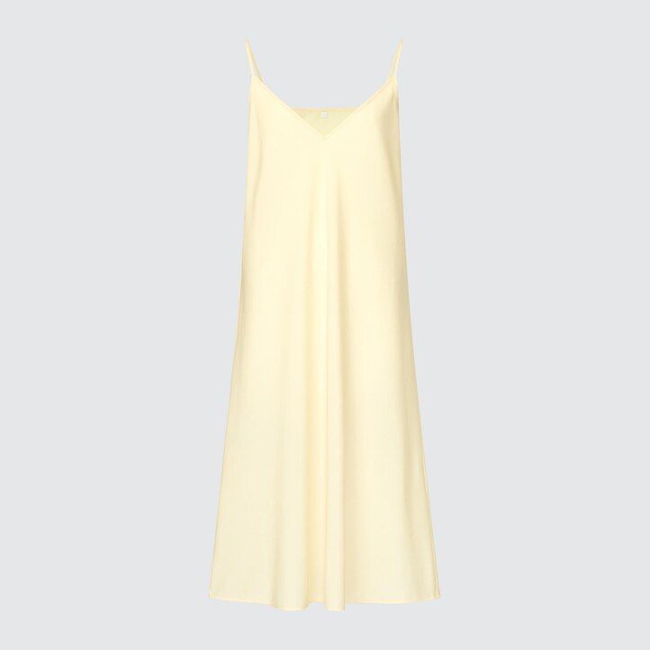 Yellow Uniqlo Chiffon Pleated Long Sleeved Dress | GQNIF-2761