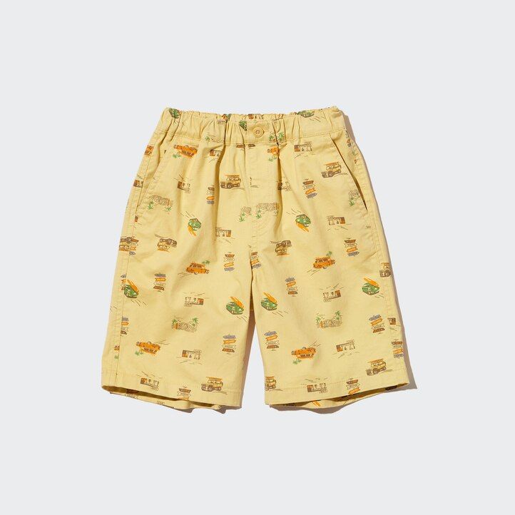 Yellow Uniqlo Cotton Stretch Printed Easy Shorts | XGYOK-6507