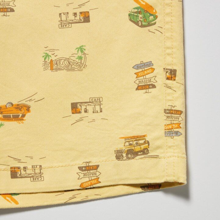 Yellow Uniqlo Cotton Stretch Printed Easy Shorts | XGYOK-6507