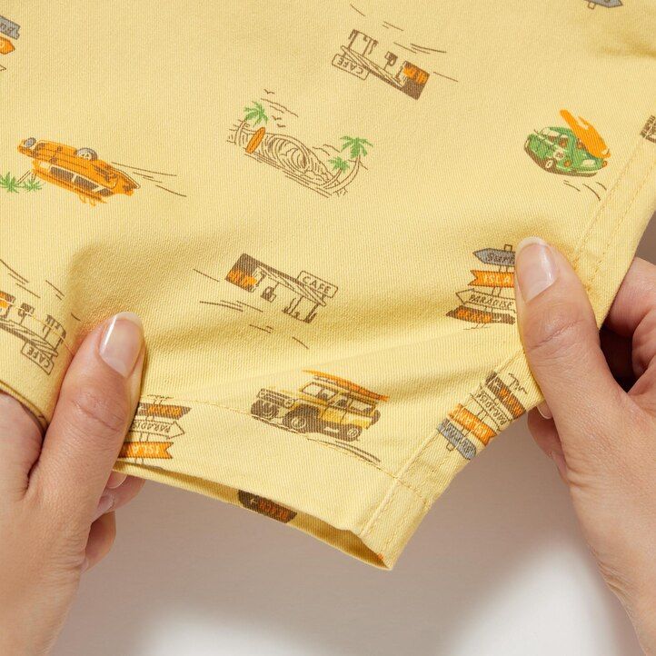 Yellow Uniqlo Cotton Stretch Printed Easy Shorts | XGYOK-6507