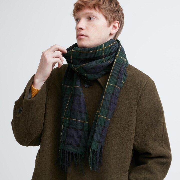 Yellow Uniqlo Heattech Patterned Scarf | TCYPX-7539
