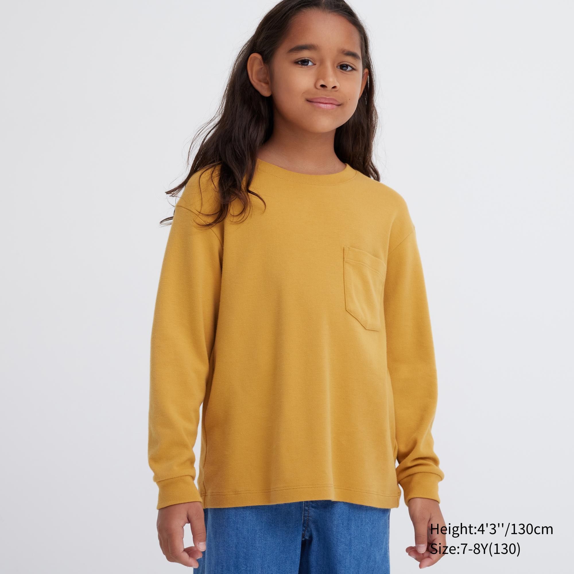 Yellow Uniqlo Soft Brushed Cotton Crew Neck Long Sleeved T-Shirt | XSPBE-5708
